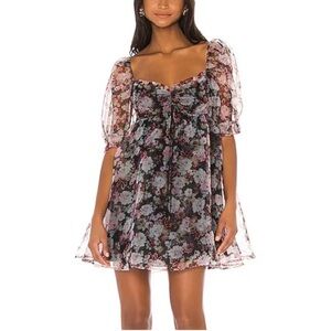 For Love and Lemons Floral Black and Pink dress